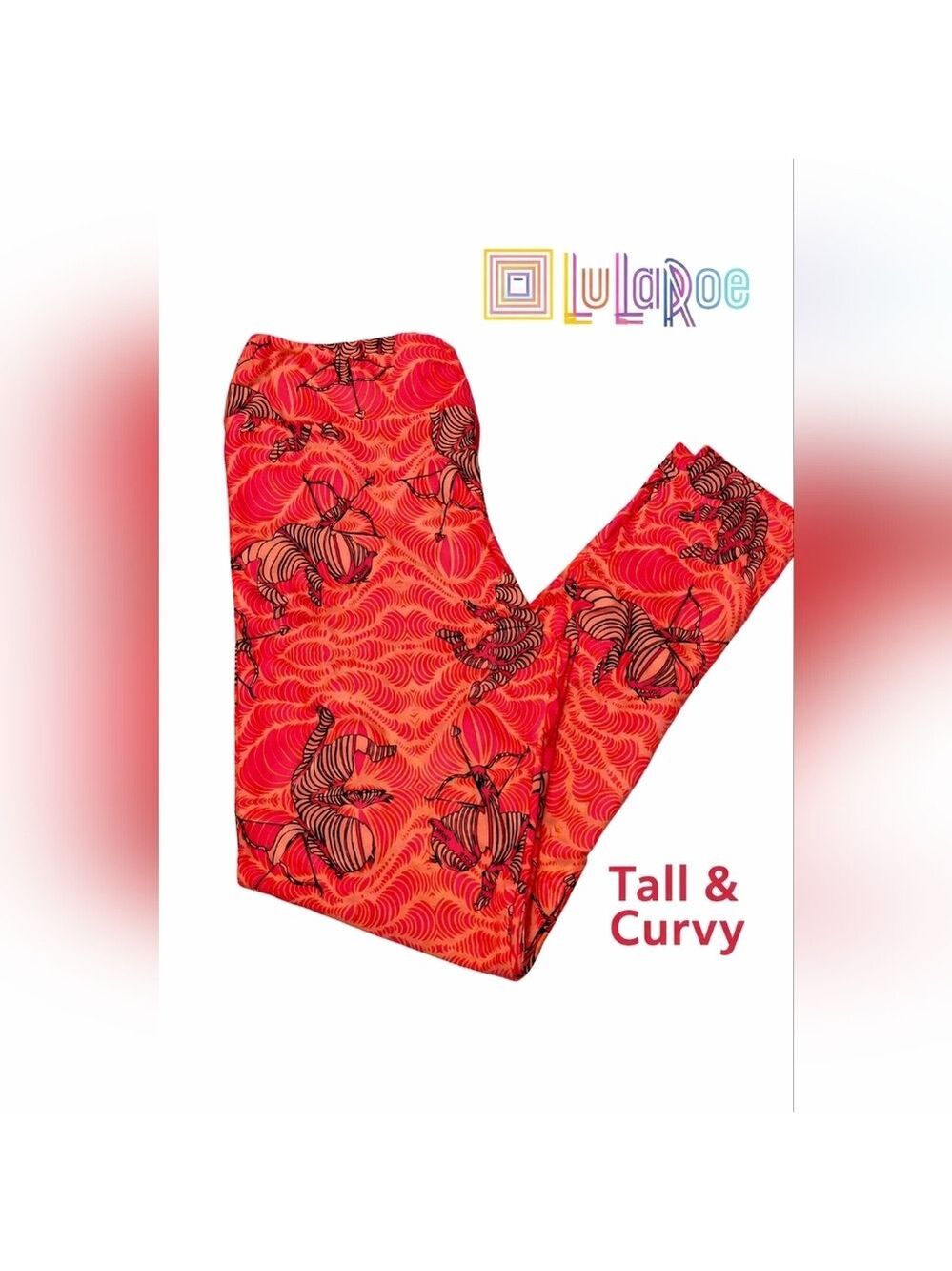 NWT LuLaRoe Tall & Curvy Cupid Leggings Pink Cupid Valentine Cherub Fits 12-18
